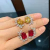 Kolczyki stadnorskie luksus 925 srebrny srebrny paraiba Tourmaline topaz ruby ​​laboratoryjne koktajl ślubny Diamond Prezent biżuterii dla kobiet4974719