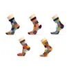 Men's Socks 5 PairsLot Combed Cotton Compression Fashion Colorful Square Happy Dress Men Size 39-45 220924