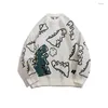 Herrenpullover BOLUBAO Pullover Männer Harajuku Gestrickte Hip Hop Streetwear Dinosaurier Cartoon Pullover ONeck Oversize Casual Paar Männlich 220923