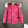 キッズコートジャケットの子供服を着てコートベビー服デザイナーバッジトップトップ濃い温かいアウトウェアガールボーイガールズアウターアウタークラシックパーカー100％ウルフファーカラー