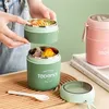 Bento kutuları 710ml paslanmaz çelik öğle yemeği kutusu içme bardağı kaşıkla yemek termal jar yalıtımlı çorba termos kapları termische yemek kutusu 220922