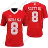 Mitch 2020 New NCAA Indiana Hoosiers Jerseys 8 Stevie Scott III College Football Jersey Size Youth Adult Red