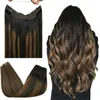 Haar Inslagen Clip in Extension Real Human Breng Met Onzichtbare Draad Natuurlijke 5 Clips 12 26 Inch Vis Lijn extensions 220924