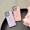 Phone Cases Luxury with Pink Purple Designer Phonecase Golden Letters Case Leather Shockproof Cover Shell for Iphone 14 Pro Max 13p 12 11 Xraaaa