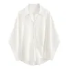 Kvinnors blusar Skjortor Spring Minimalistic Chic Overized White Basic Shirt Långärmad knapp Up Loose Fashion Casual Female Clothing 220923