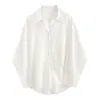 Blouses pour femmes Chemises Printemps Minimaliste Chic Oversize Blanc Chemise de base À manches longues Boutonné Lâche Mode Casual Vêtements Féminins 220923