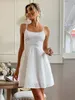 흰색 미디 라인 칵테일 드레스 기계 세척 또는 전문 드라이 클린