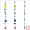 925 Silver Fit Pandora Charm 925 Bracelet Princess Dress Crystal Shoes charms set Pendant DIY Fine Beads Jewelry