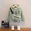 Pullover peuter kinderen babymeisjes jongens schattige hoodies trui winter warme top lange mouwen purlover dikke warme kleding met tas 220924