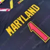 Mitch 2020 New NCAA Maryland Terrapins Stats Jerseys 1 Pigeons College Basketball Jersey Noir Taille Jeune Adulte Tout Cousu