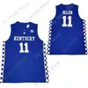 Mitch 2020 New NCAA Kentucky Wildcats Jerseys 11 Allen College Basketball Jersey Blue Size Youth Adult All Centred