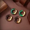 Hoop Earrings Precious Resin Round Sparkling Gold Color For Women High Quality Fashion Fancy Jewelry