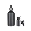 Matte Black Glass Essential Oil Bottles Eye Dropper Bottle with Shiny Anodized Aluminum Cap 5ml 10ml 15ml 30ml 50ml 100ml SN4700