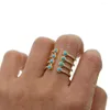 Cluster Rings Turquoises Stone Ring Full Finger Jewelry Modern Top Quality Wide Band Cz Bar Engagement Wedding For Women