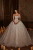 Wunderschöne Perlenstickerei Brautkleider Brautkleider Perlen Kristalle Ballkleid Arabisch Dubai Schulterfrei Vestido de Noiva Plus Size257Y