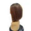 Bob Wig Human Hair Density Black Short Bobs 레이스 전면 가발 사전 끈 10 인치