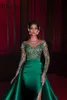 Party Dresses Elegant Mermaid Evening Dresses Emerald Green Formal Dress Full Long Sleeves Satin Sexy Slit Beads Party Prom Gowns 220923