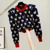 Женские свитера женского кардиганского свитера 2022 Весна и осень Y2K Трехмерный однобортный свитер.