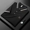 Men's Polos Light luxury high quality Paul ice silk short sleeved polo shirt men's summer fashion embroidery casual Lapel T-shirt trend 220924