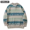 سترات الرجال Harajuku عتيقة الطائر مخطط مخطط قبيح الستارة الشارع الشارع pullover الرجال كبيرة الحجم الهيب هوب بانك مريكس فيديو جد سترة 220926