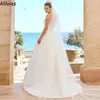 Satin blanc moderne une ligne robes de mariée sexy sans bretelles ouverts Summer Summer Beach Bridal Robes Fashion Boho Garden Sweep plus taille Robe de Soiree CL1188