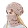 Beanie/Skull Caps Winter Beanie Hats Scarf Set Women Warm Knitted Hat Skull Cap Neck Warmer Thicken Fur Lined Lady Winter Hat Mask Scarf for Women 220922