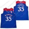 Mitch 2020 New NCAA College Kansas Jayhawks Jerseys 35 Udoka Azubuike Basketball Jersey White Blue Size Youth Adult All Stitched