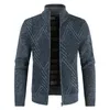 Mens Sweaters Autumn Winter Jacket Coats Solid Slim Fit Thick Fleece Casual Stand Collar Zip 220923