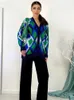 Pulls pour femmes Automne Coloré Jacquard Tricot Deux Pièces Ensembles Femmes Col En V À Manches Longues Cardigan Lâche Pantalon Large Jambe Femme Costume Lady Tenues T220925