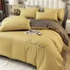 Conjuntos de cama Bordado de cor sólida Conjunto de roupas de cama Solid Cor Solid Luxury Bedding Polyester Duvet Capa Kingsuper King Size Size Conjunto 4pcs 220924