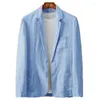 Jaquetas masculinas Pure Color Linen Suit Jacket Men Primavera Summer Slim Fit Business Lazer
