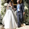 Modern White Ivory Satin Wedding Dresses Bridal Gowns Sexy 2023 Country Backless Square Neck Straps Sweep Train Custom Made Plus S5523122