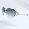 Sonnenbrille Strass Männer Randlos Ploit Diamant Big C Prämien Brillen Hiphop Rahmen Gläser Sommer Draht Sonne Frankreich Lentes De Sol