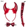 Parti Maskeleri Yetişkin Çocuklar Cadılar Bayramı Şeytan Headband Cosplay Kostüm Fantezi Glitter Demon Horn Fluffy Peluş Saç Hoop Noel Pervane