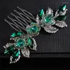 Headpieces Green Handmade Rhinestone Leaf Bridal Hair Combs Fashion Crystal Wedding Accessories Smycken f￶r kvinnor och flickor