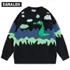 Pulls pour hommes Harajuku rétro mignon dinosaure pull pull surdimensionné hiver anime tricot pull grand-père laid pull femme Y2K esthétique 220926