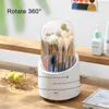 Storage Boxes Multifunction 360° Rotating Pen Holder Pencil Makeup Brush Bucket Dust-proof Cosmetic Box Compartment Desktop Organizer