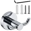 Hooks Stainless Steel Towel Holder Bathroom Robe 2 Hook Hat Clothes Wall Door Hanger 5cmx6cmx8cm