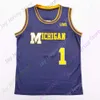 Mitch 2020 Nowy NCAA Michigan Wolverines koszulki 1 Crawford College Basketball Jersey Size Młodzieżowe dorosły