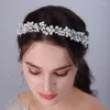 Headpieces Trendy Silver Rhinestone Pearl Crystal Headband For Bridal Crown Vintage Beads Wedding Hair Accessories Women Party Headpiece