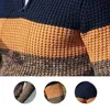 Men's Sweaters Plus Size Men Knitted Autumn Winter Fashion Pullover Jumpers Long Sleeve V Neck Color Block Streetwear 220924