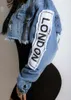 Giacche da donna Casaul Jeans Color Print Letter Jacket Coat Manica lunga Streetwear Abbigliamento per outfit 220924