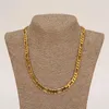 Hele klassieke Figaro Cuban Link -ketting ketting armband sets 14K echte solide goud gevulde koper mode heren dames juwelier229a