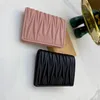 Trendy Women Small Pleated Wallets Photo Holder Coin Pocket Metal Letter Designer Folding Purses With Box