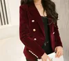 Kadın Suits 2022 Bahar Moda Kadınlar Midnight Donanma İnce Velvet Blazer Ceket Çift Göğüslü Basit Lady Blazers Yüksek Sınıf Ol Giyim