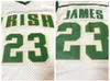 Basketball #St Vincent Mary High School Irish Jersey All Stitched White Green Yellow Jerseys Size S-XXL