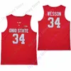 Mitch 2020 New NCAA Ohio State Buckeyes maglie 34 Kaleb Wesson College maglia da basket rossa tutte cucite dimensioni gioventù adulto