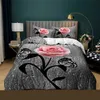 Set di biancheria da letto Set copripiumino rosa rosa Queen Size Set di biancheria da letto floreale rosa stampata in 3D Fiori di fiori botanici Copripiumino in microfibra 220924