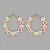 Hoopörhängen Go2Boho White Daisy Earring Miyuki Pärlor Färgglada blommaörring Uttalande för kvinnor 2022 Summer Handgjorda smycken