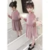 Girl Dresses Kids Velor Dress Velocità Solido Terreno Case Autunno Mlavaggio Fallo Spring Baby Princess Velvet Abibiti una linea Casualmente Stile coreano sciolto